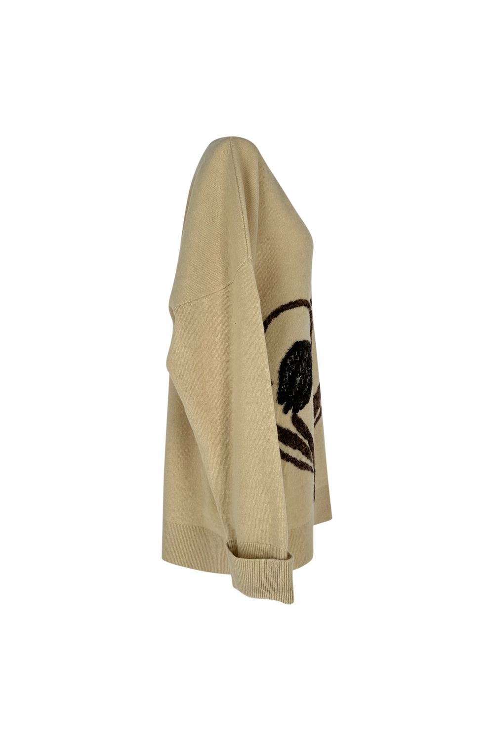 Loewe Asymmetric Deer Sweater in Beige Wool