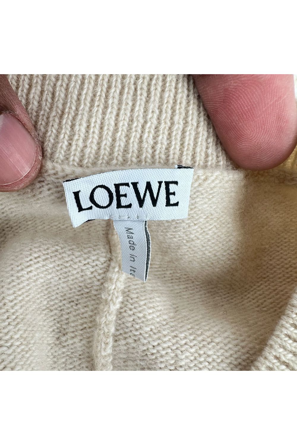 Loewe Asymmetric Deer Sweater in Beige Wool
