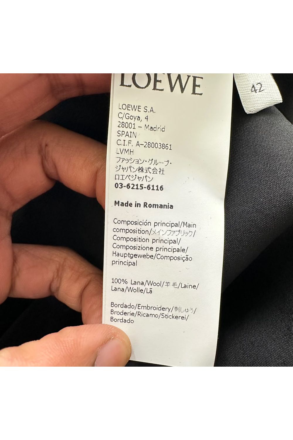 Loewe Button Down Mini Dress in Black Wool