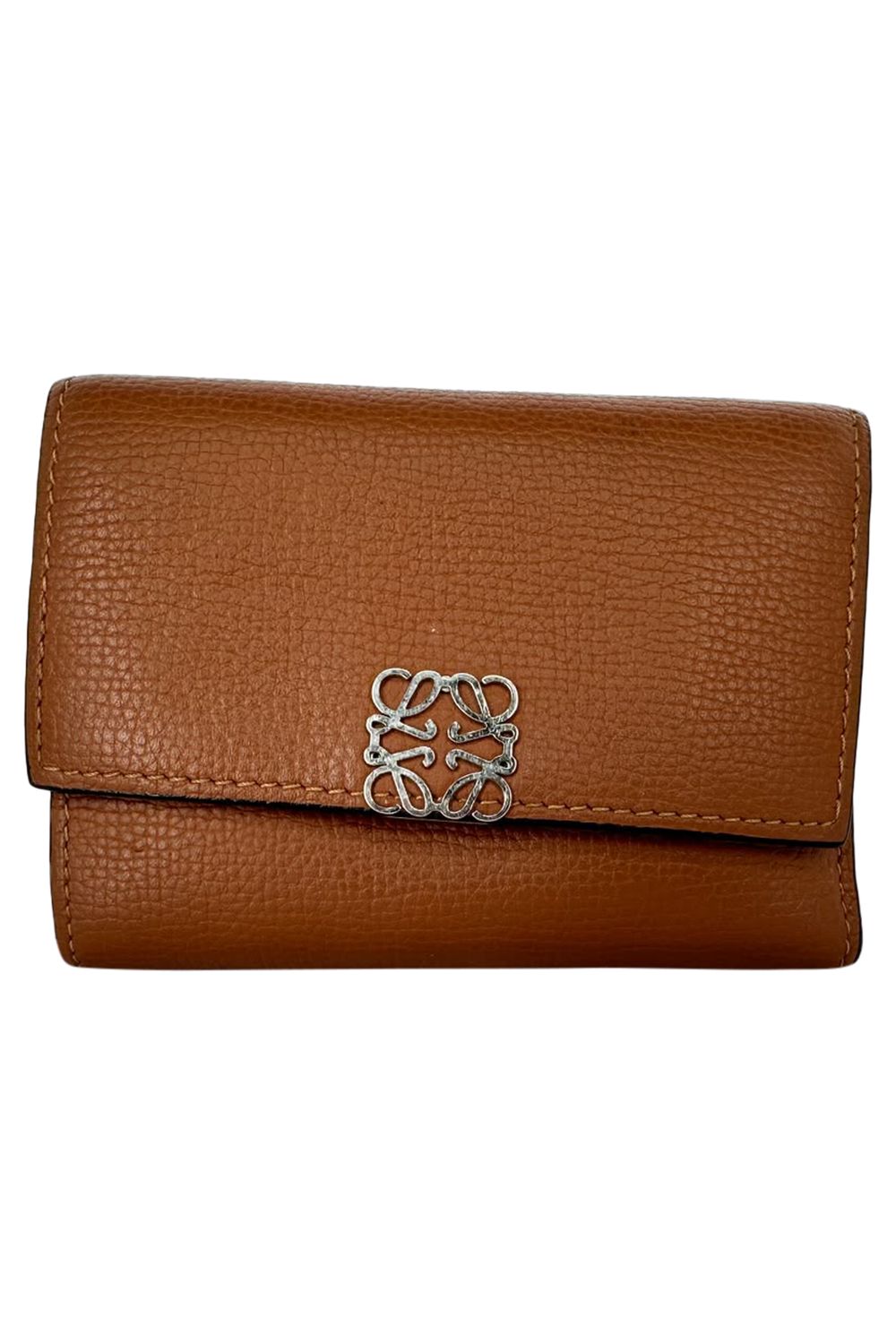 Loewe Anagram Small Vertical Wallet in Brown Calfskin Leather
