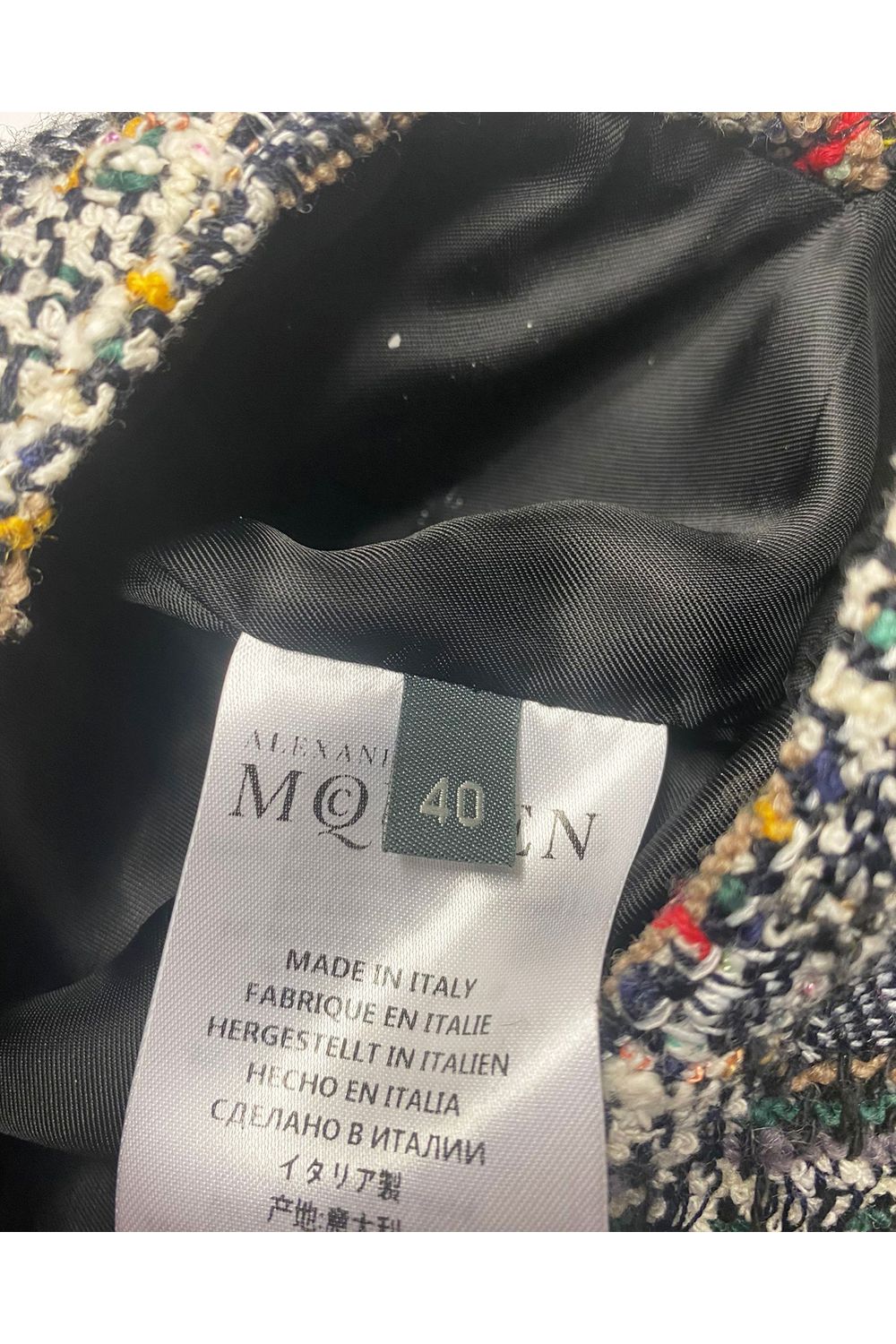 Alexander McQueen Cocoon Tweed Jacket in Multicolor Cotton