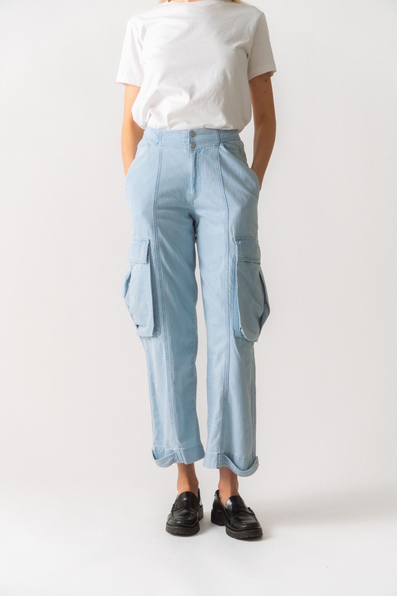 Frame Blue Wide-Leg Cargo Jeans - Bessette