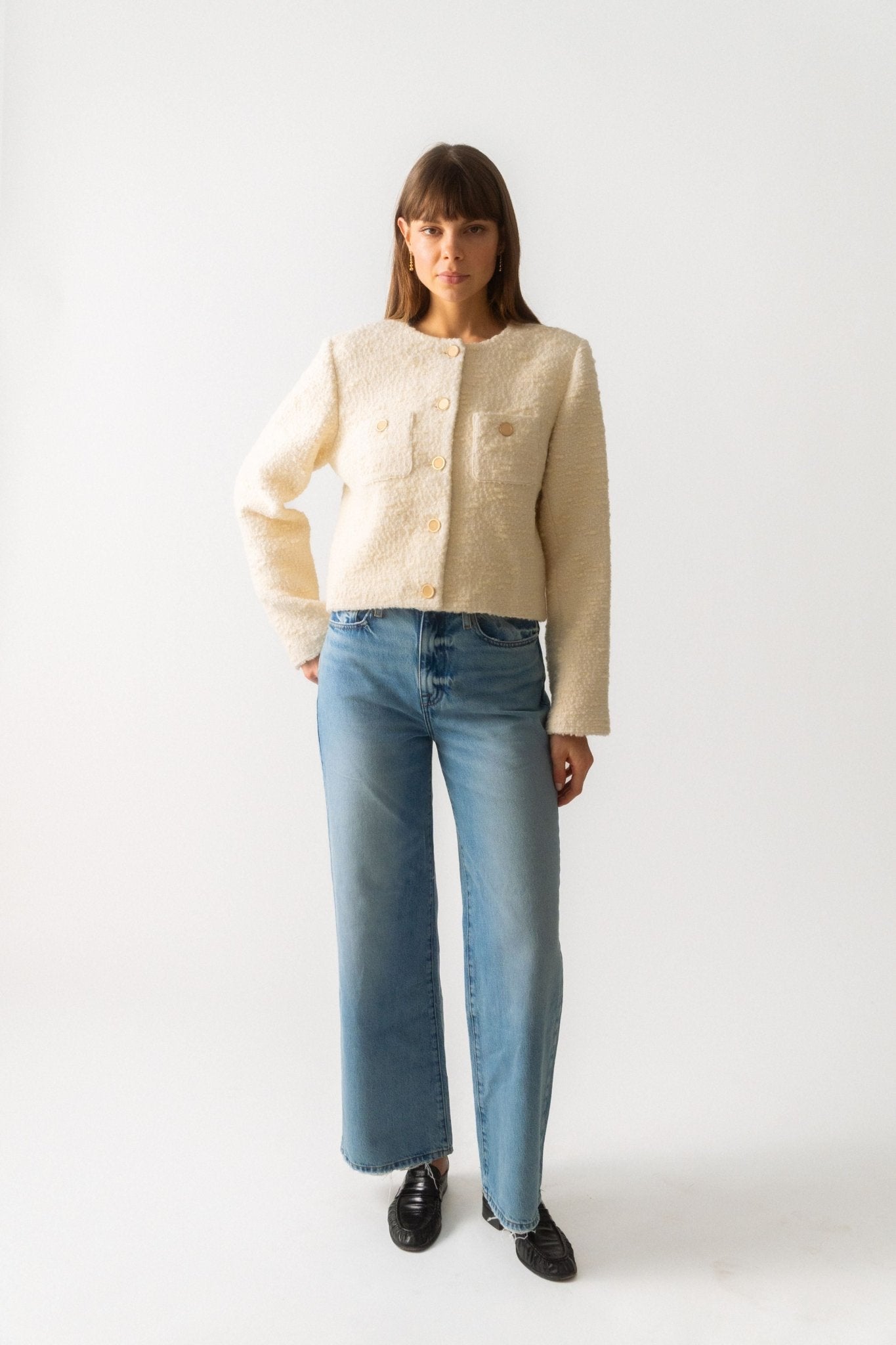 Frame Cropped Button Front Jacket - Bessette