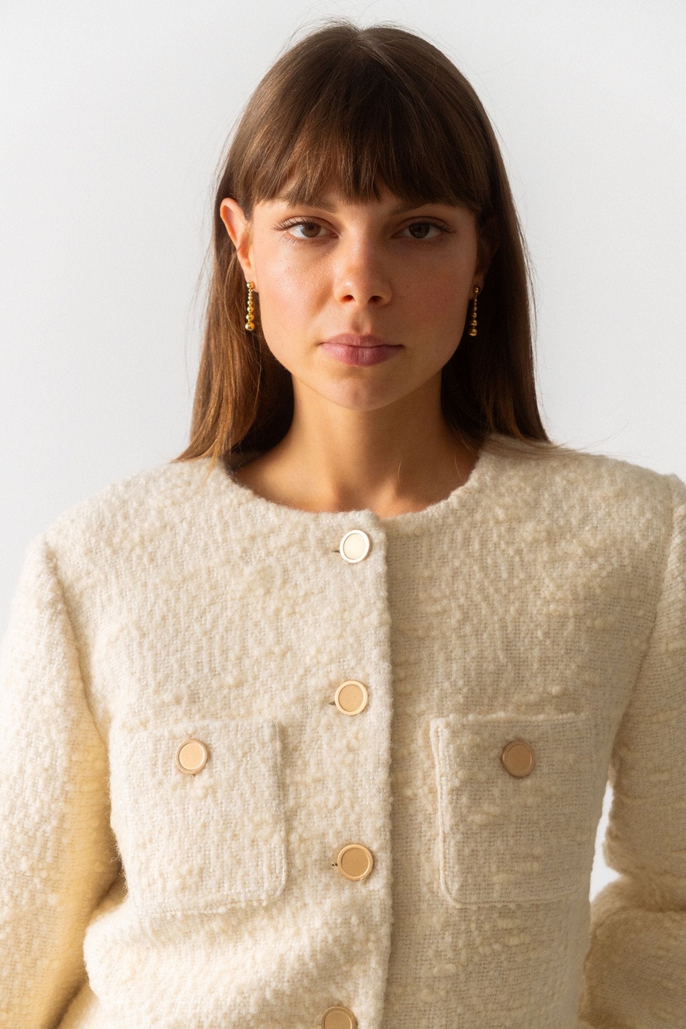 Frame Cropped Button Front Jacket - Bessette