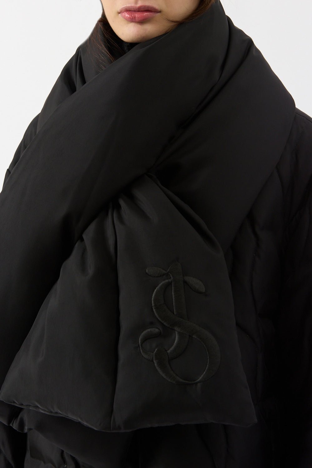 Jil Sander Quilted Down Coat with Padded Scarf - Bessette