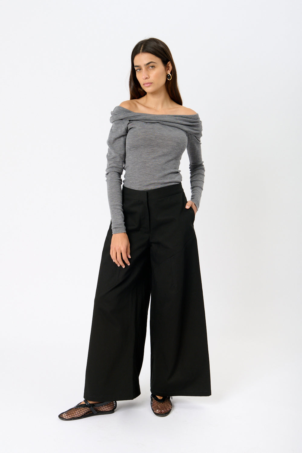 Хлопковые брюки с широкими штанинами Jil Sander