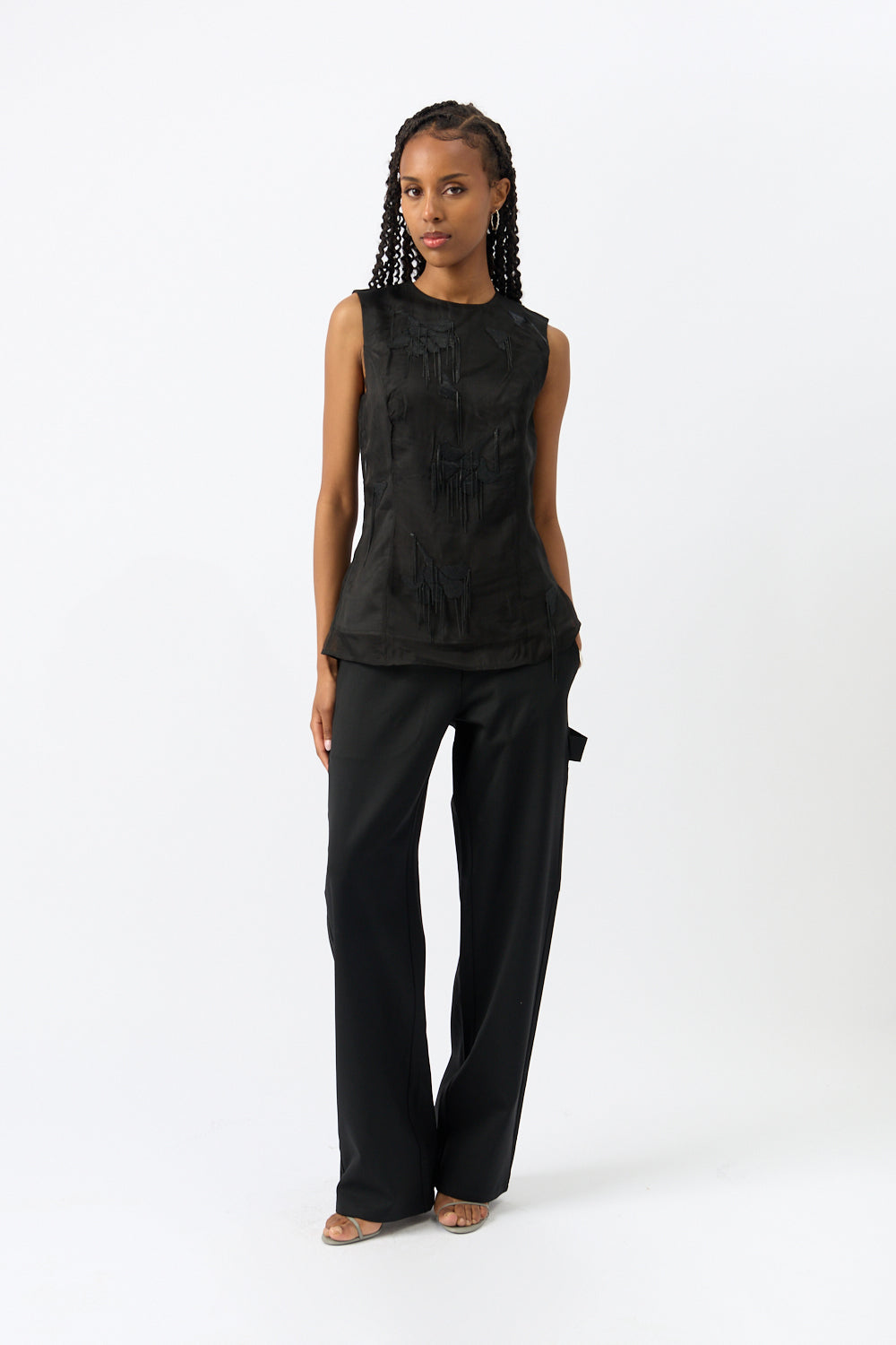Top em tulipa organza com adorno Róhe