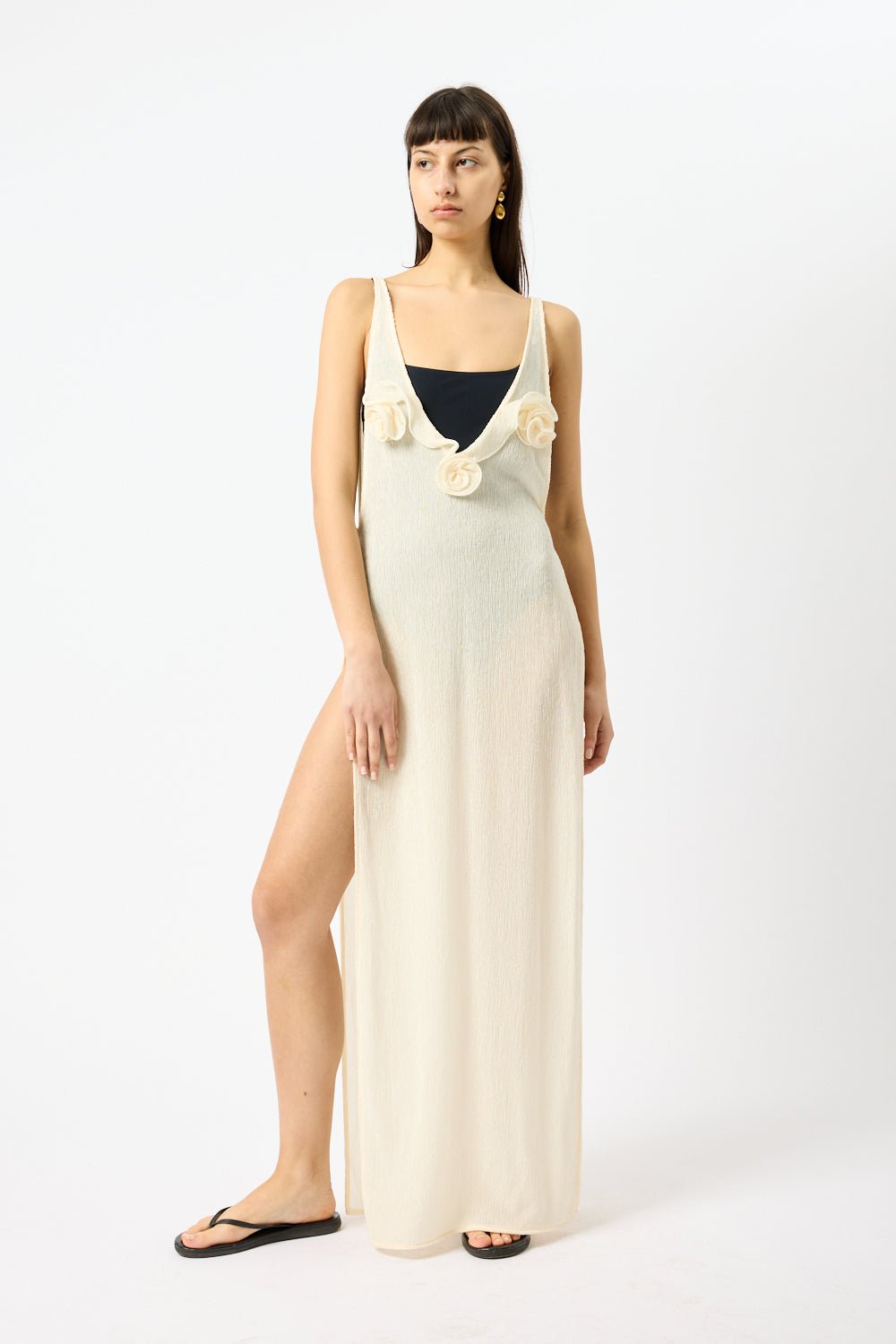 Magda Butrym Jersey Maxi Dress with Roses - Bessette