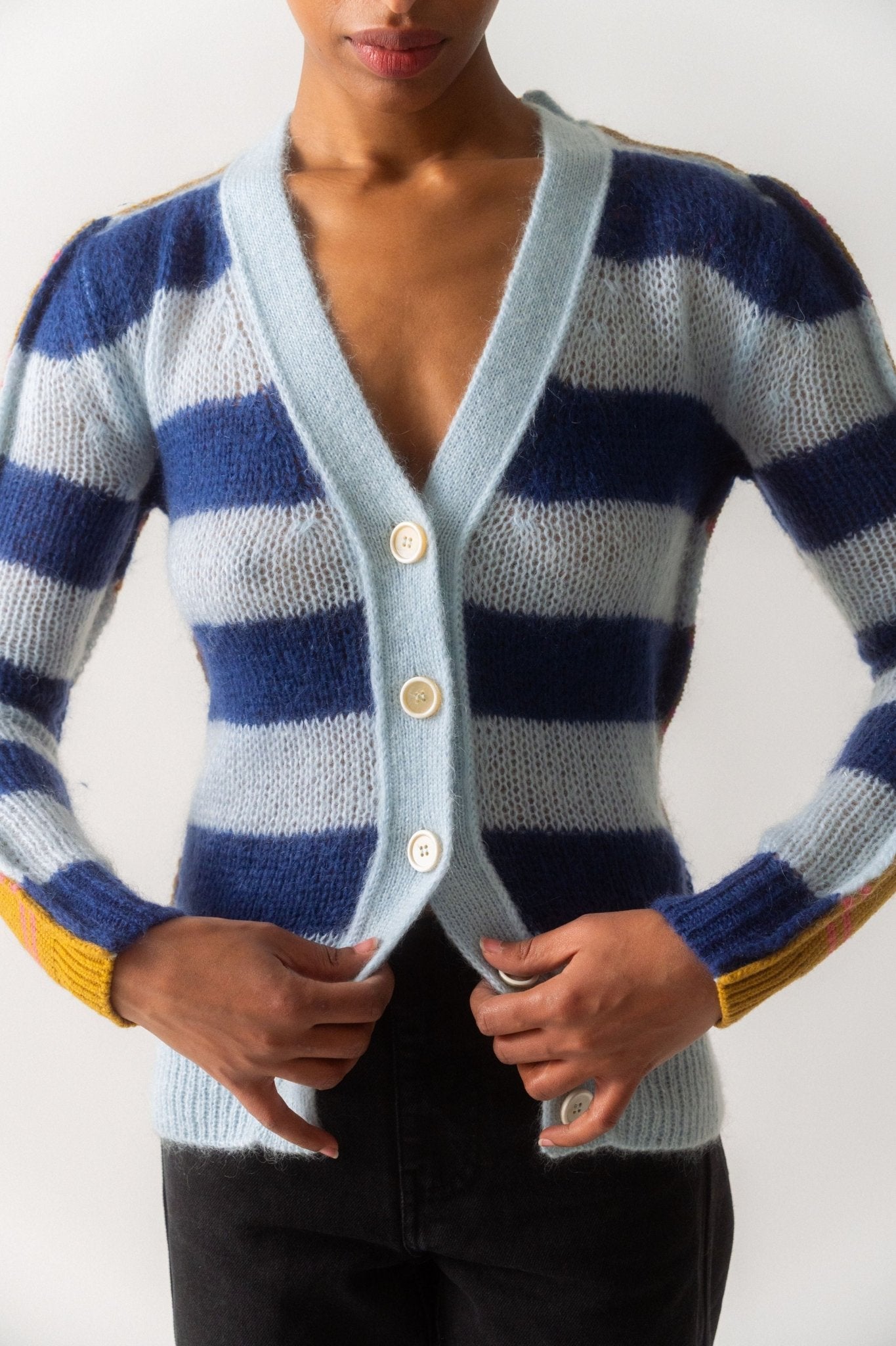 Marni Mohair and Wool Cardigan With Multicolour Stripes - Bessette