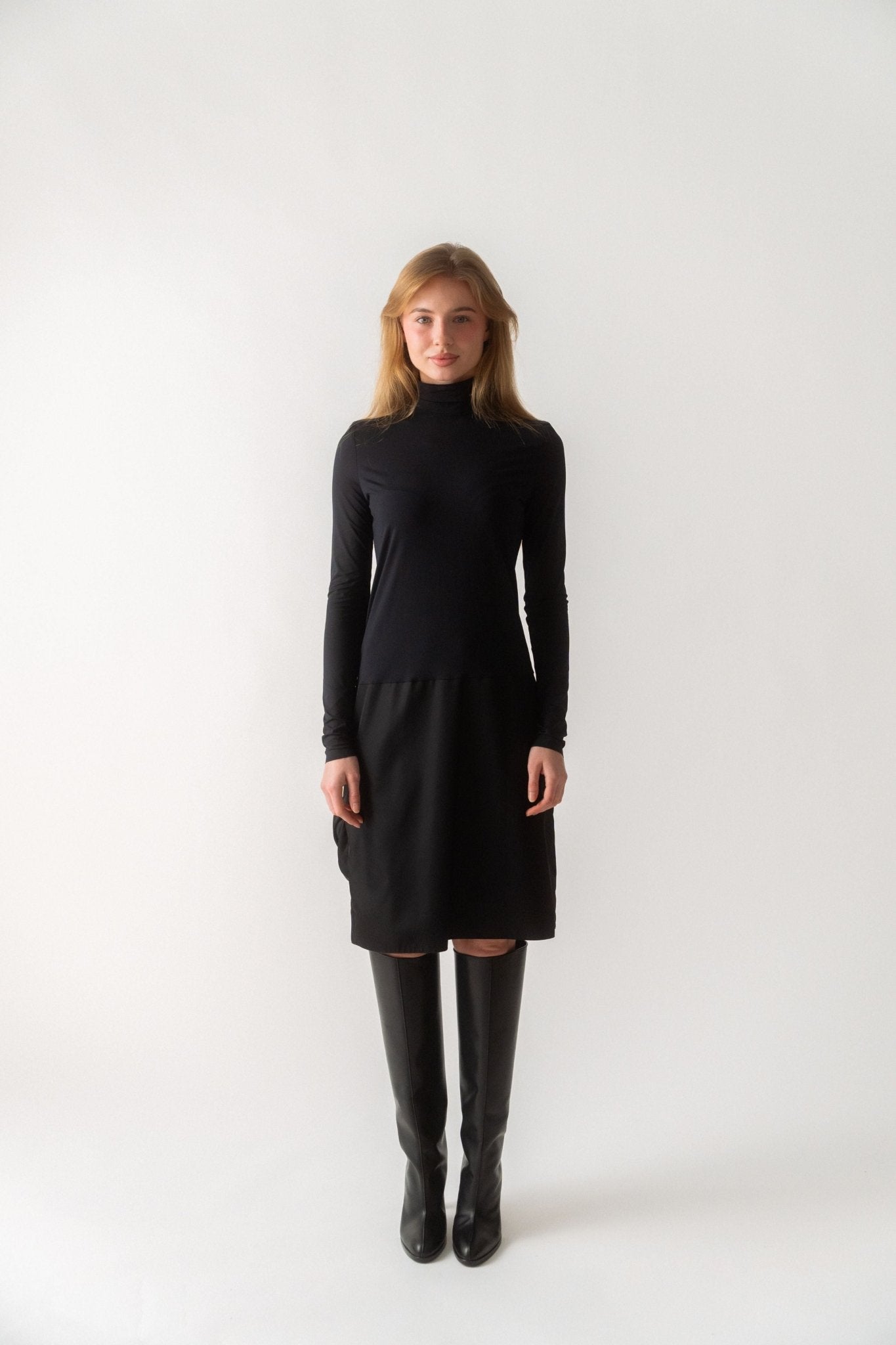 Prada Re-Nylon and Jersey Turtleneck Dress - Bessette