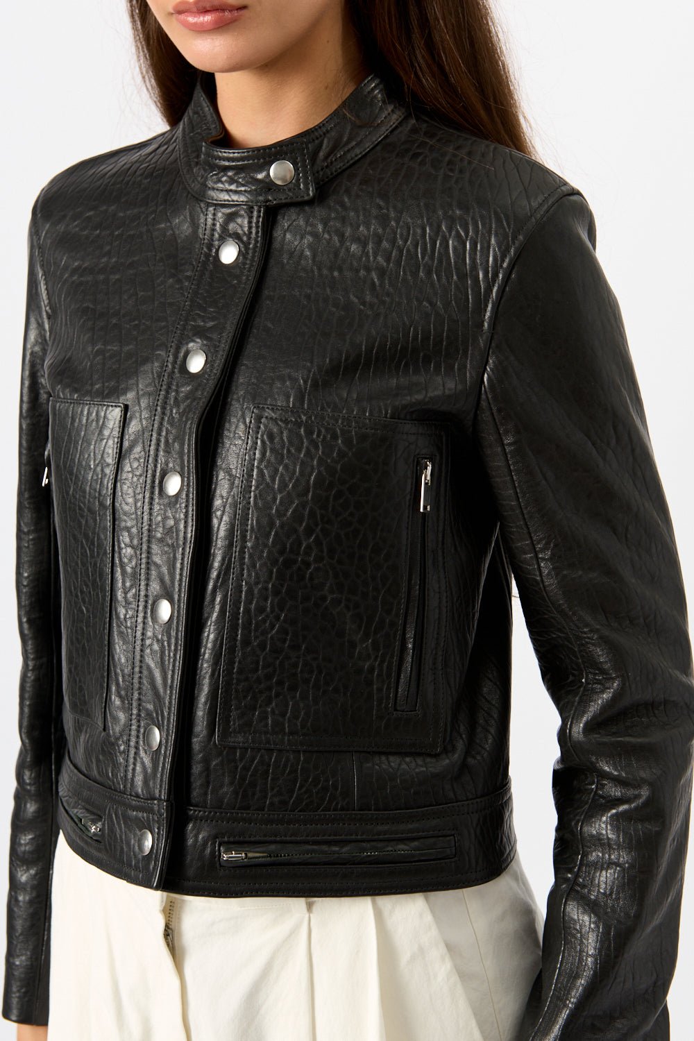Proenza Schouler Alice Jacket In Textured Grainy Leather - Bessette