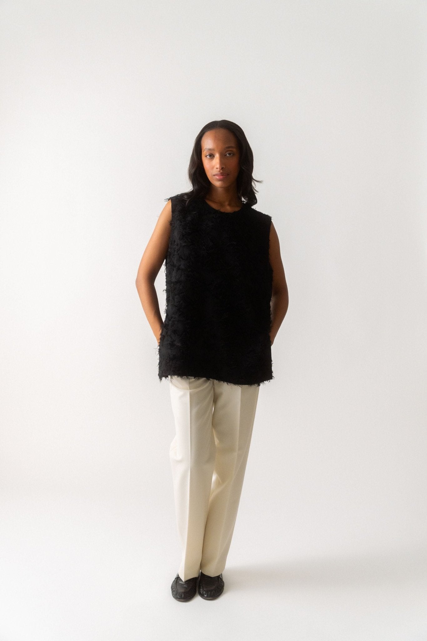 Róhe Fringed Jacquard Top - Bessette