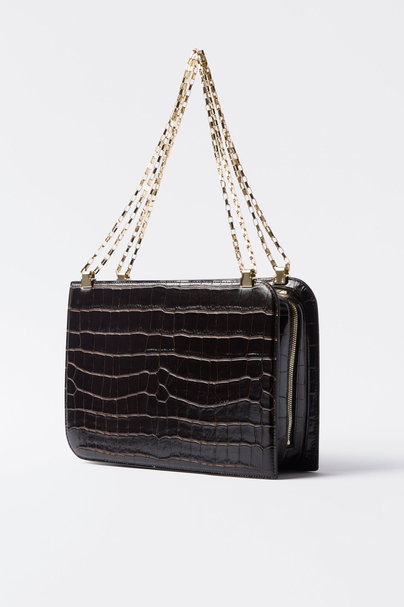 Toteme Chain Bag Brown Croc - Bessette