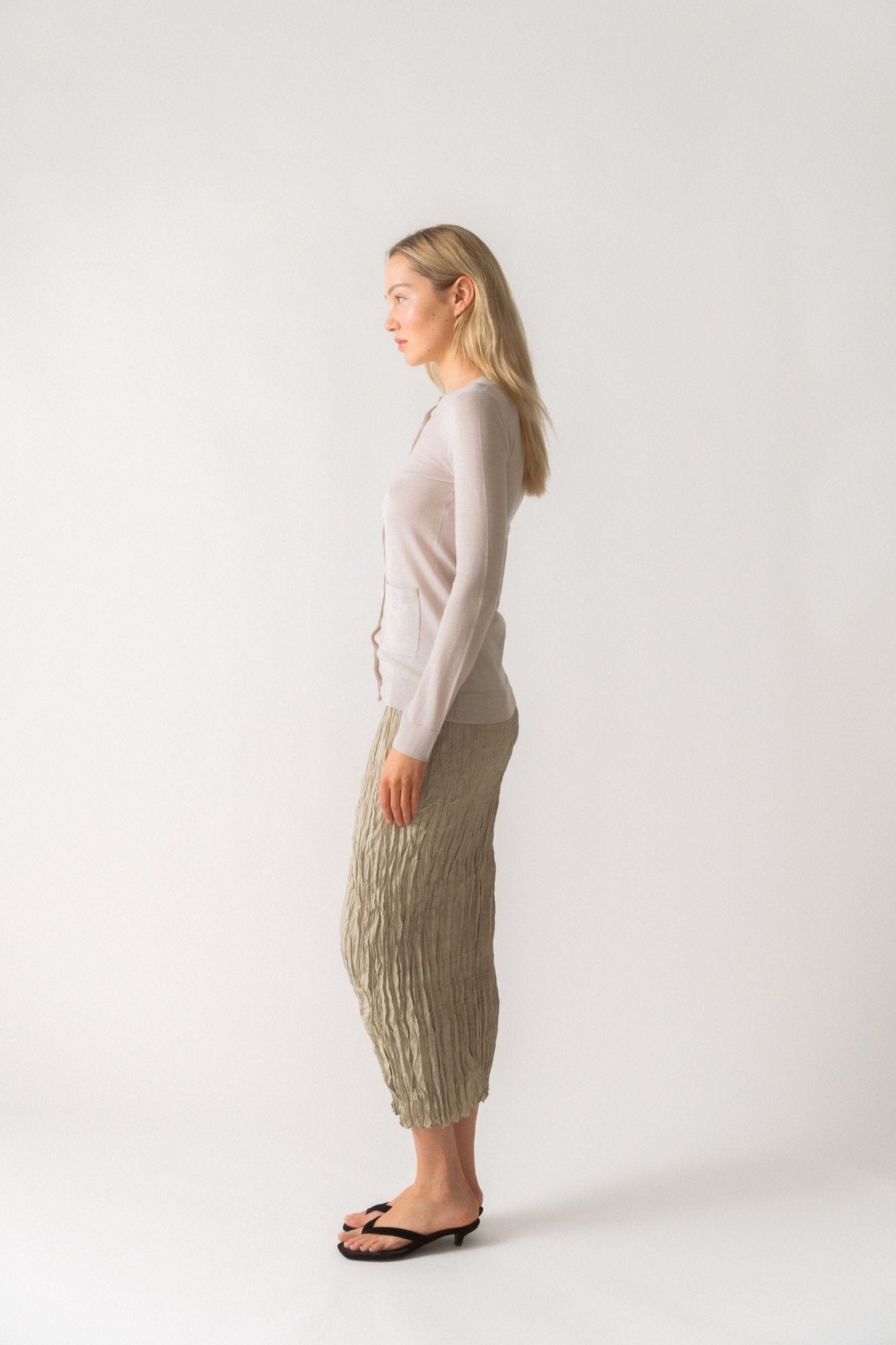 Toteme Fine Knit Merino Cardigan In Light Hay - Bessette