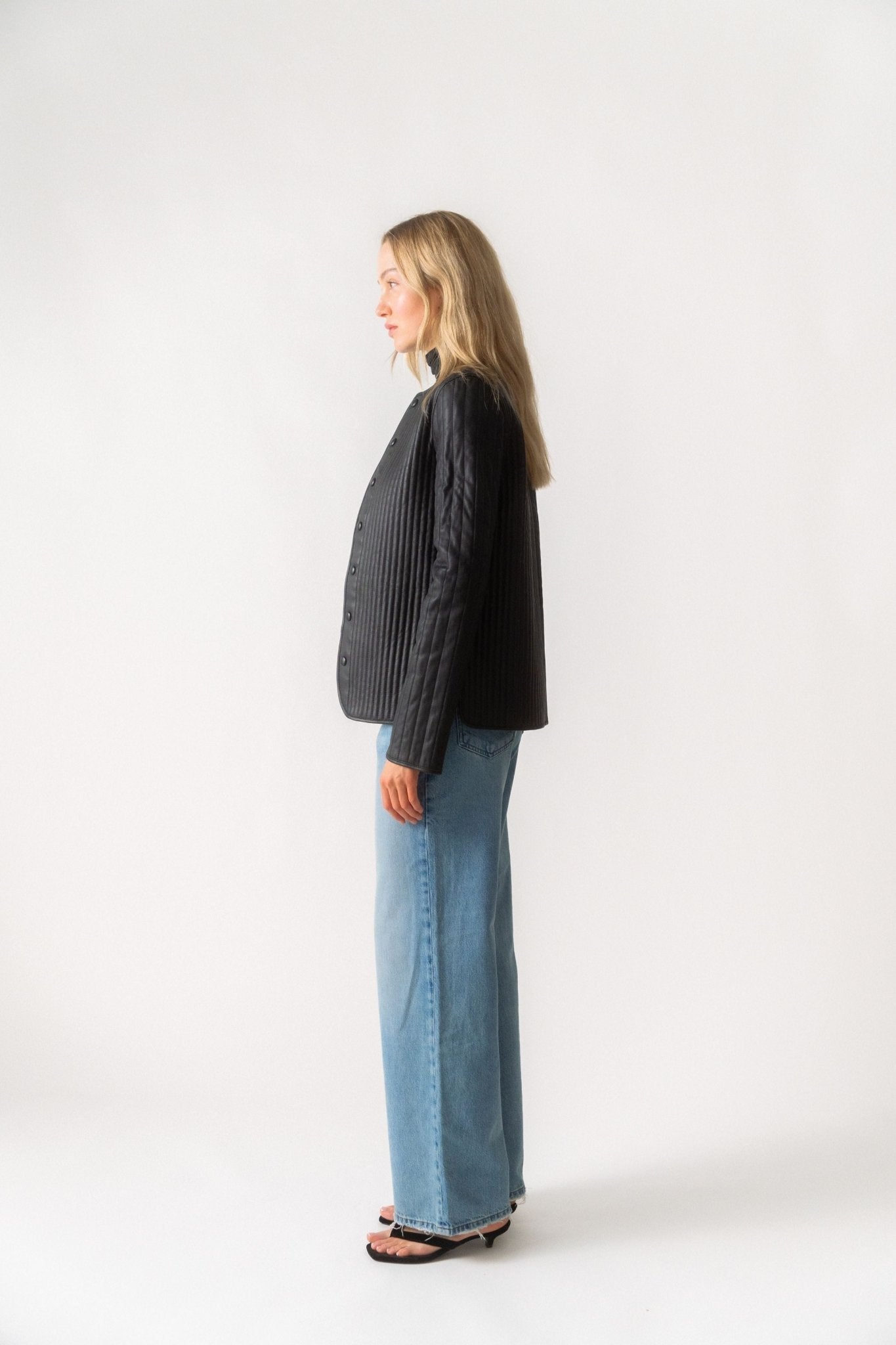 Toteme Linear-Quilted Leather Jacket - Bessette