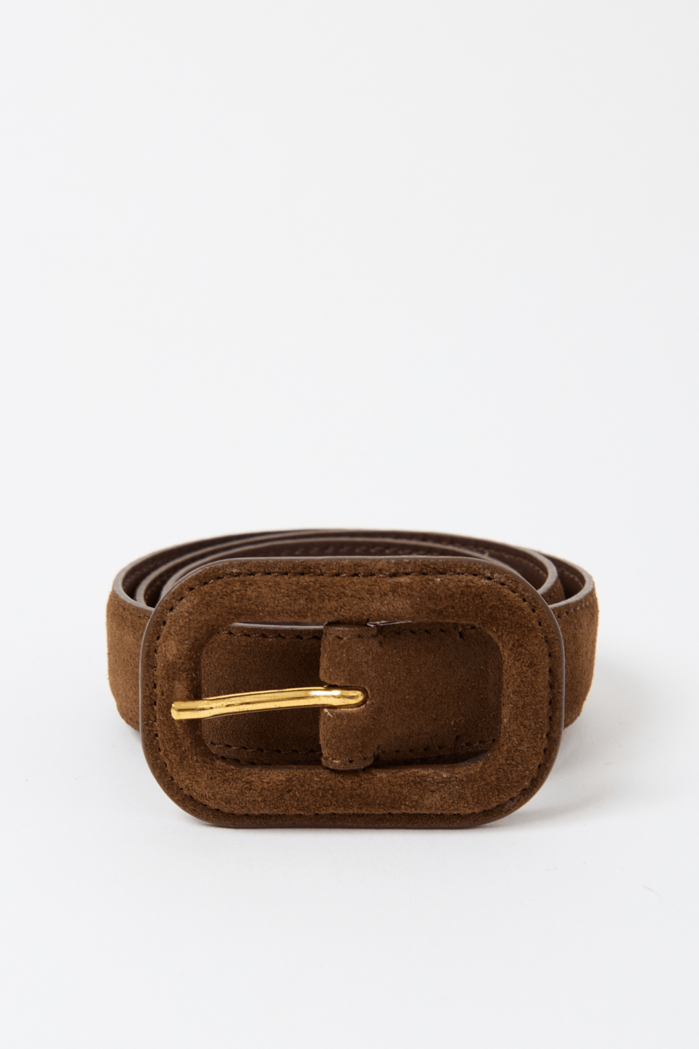 Toteme Slim Covered Buckle Suede Belt - Bessette