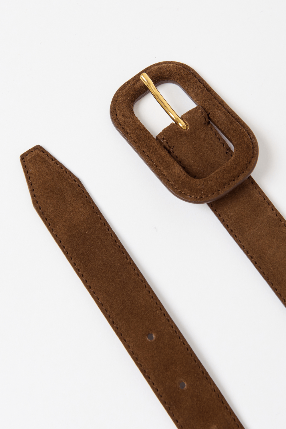 Toteme Slim Covered Buckle Suede Belt - Bessette
