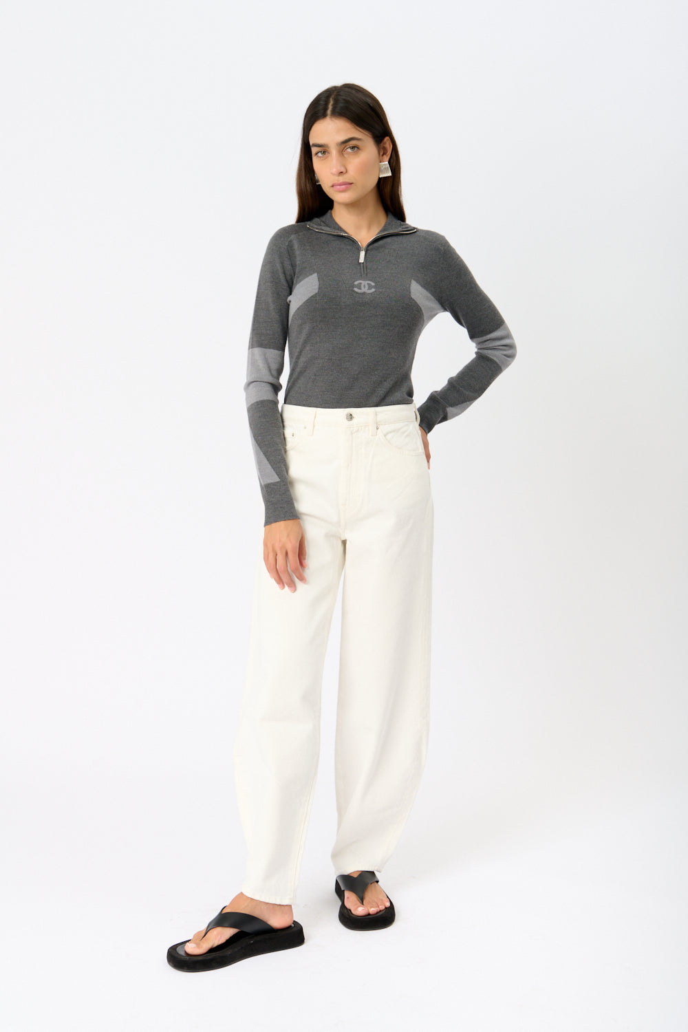 Toteme White Barrel Leg Denim Jean - Bessette