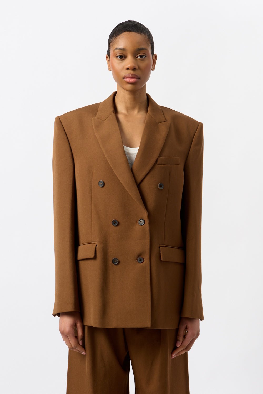 Wardrobe.NYC Dark Brown Double Breasted Blazer - Bessette